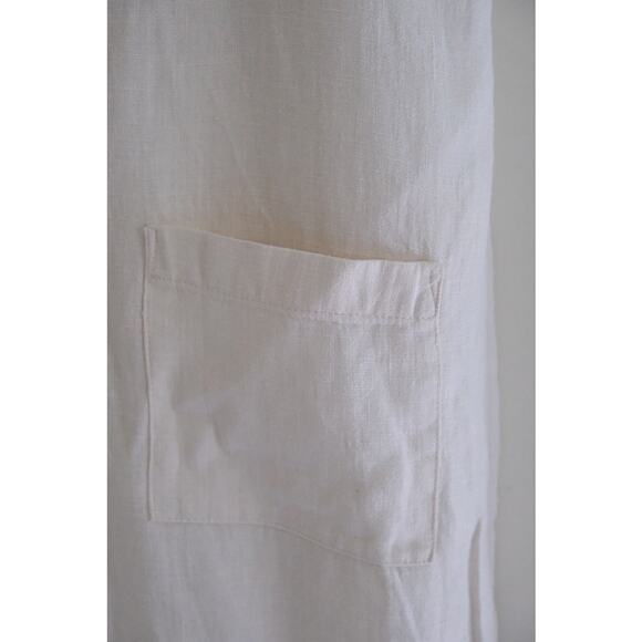 Beaton Linen Pocket Jumpsuit Womens S White Relaxed Boho Lagenlook Coastal - Picture 9 of 10